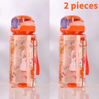 600ml Dinosaur Kids Water Bottle Leakproof Straw Cup