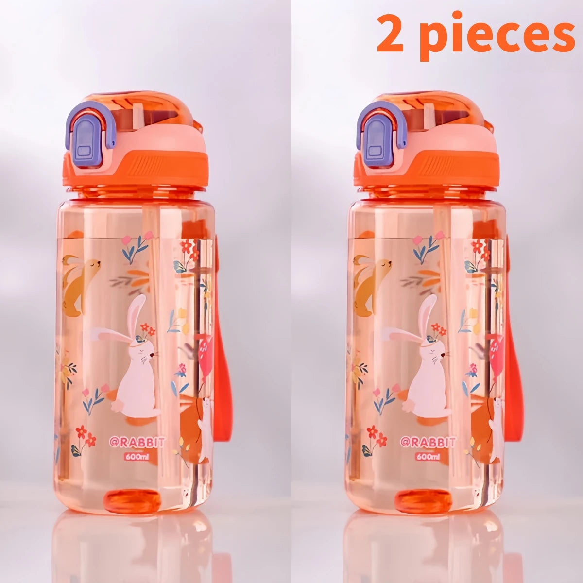 600ml Dinosaur Kids Water Bottle Leakproof Straw Cup