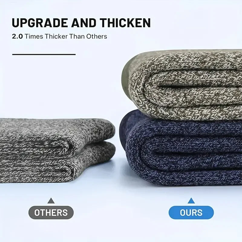 5 Pairs Merino Wool Hiking Socks Men Thick Thermal Cold Weather