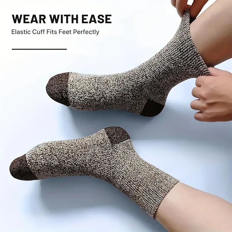 5 Pairs Merino Wool Hiking Socks Men Thick Thermal Cold Weather