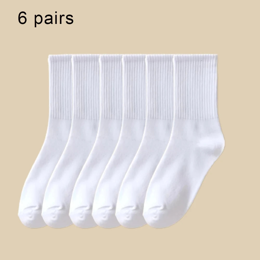 Women Mid Tube Socks 3-6 Pairs Breathable Warm Autumn Winter Comfort