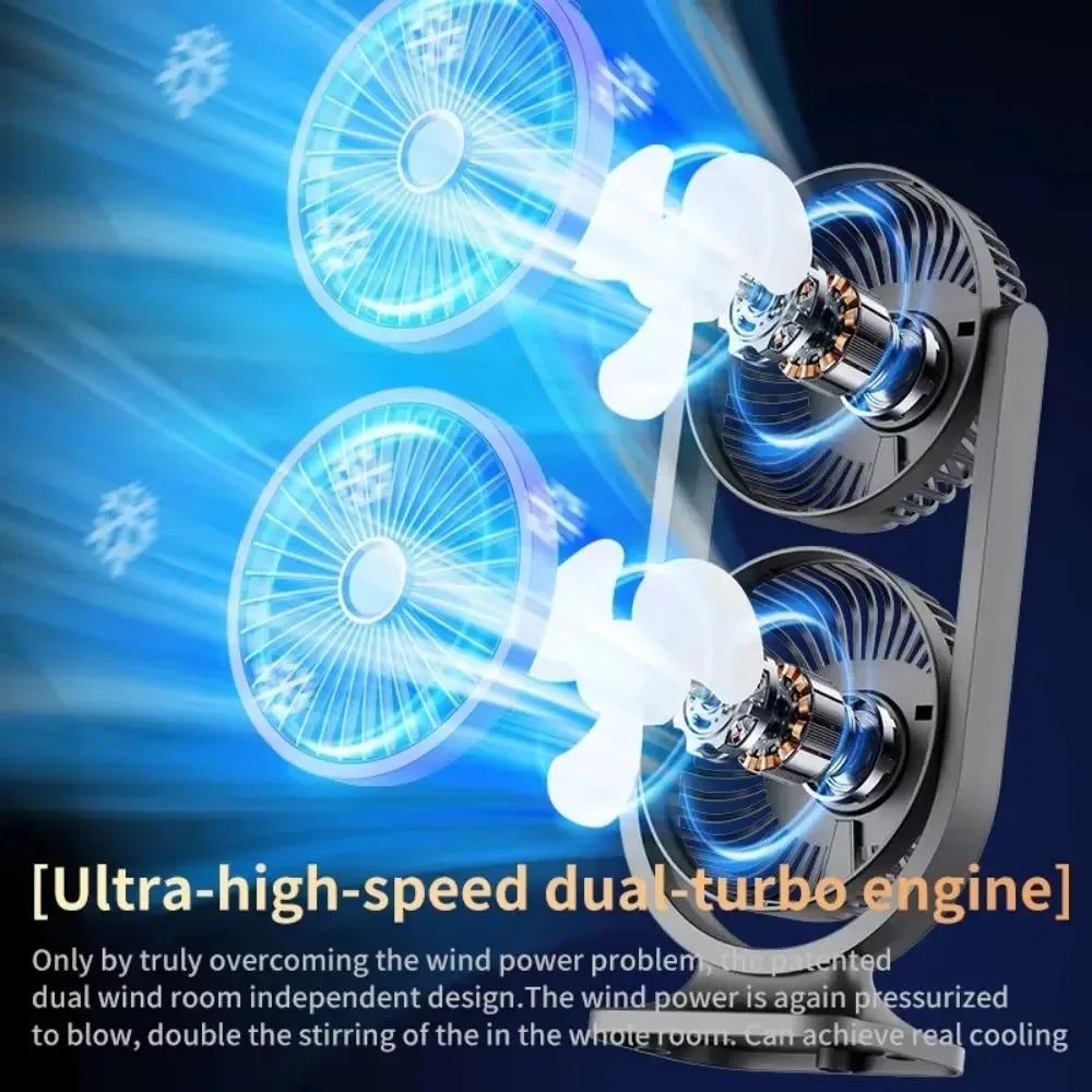 Dual-Head USB Desk Fan UK 3-Speed Quiet Fan with Night Light