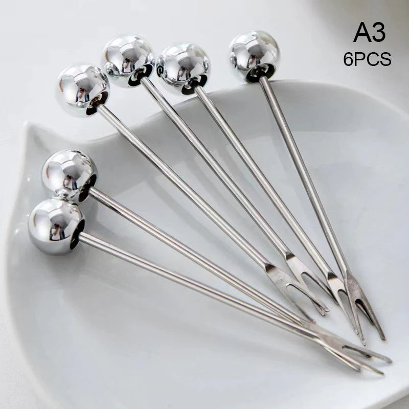 6Pcs Bear Dessert Fork Set Stainless Steel Fruit Forks with Storage Jar