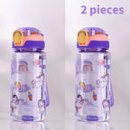 600ml Dinosaur Kids Water Bottle Leakproof Straw Cup