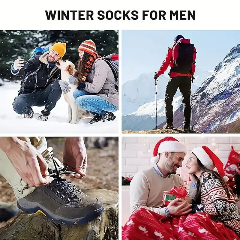 5 Pairs Merino Wool Hiking Socks Men Thick Thermal Cold Weather