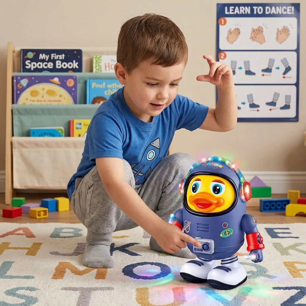 Dancing Astronaut Duck Toy – Musical LED Toy for Toddlers