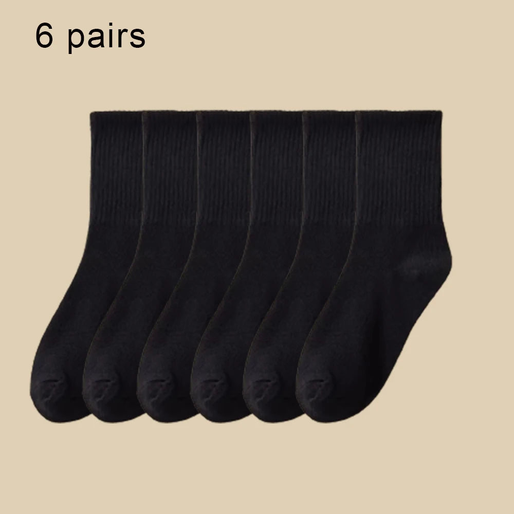 Women Mid Tube Socks 3-6 Pairs Breathable Warm Autumn Winter Comfort