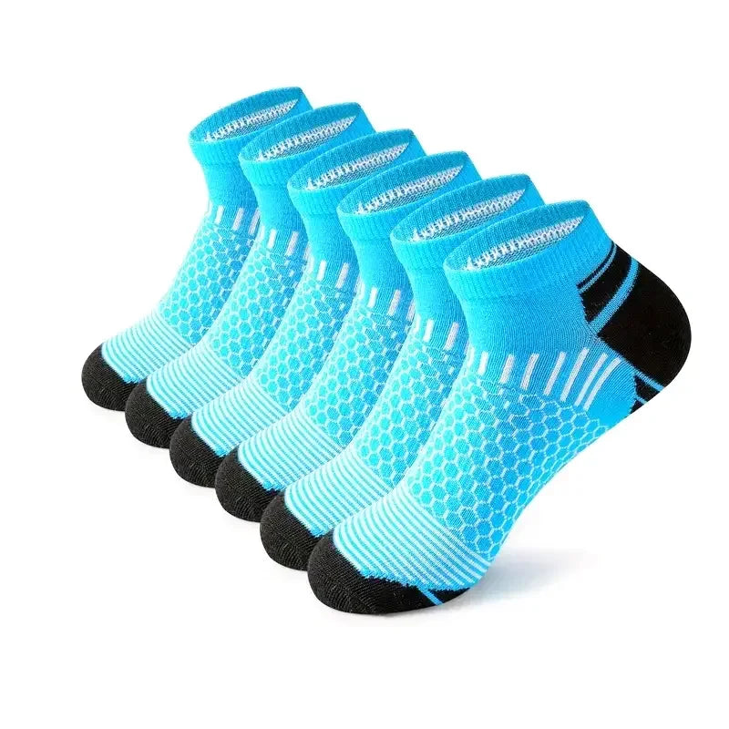 Light blue mens breathable ankle socks pack of 6 pairs for summer casual and sports wear