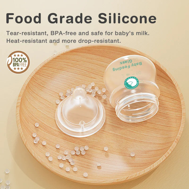 MAMIJOY Anti-Choke Glass Baby Bottle BPA Free