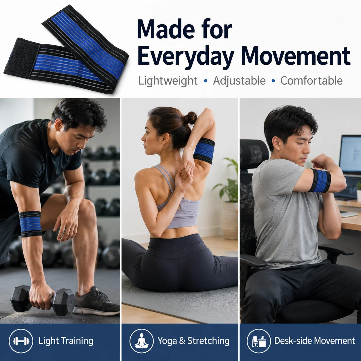 Elastic Wrist Wraps Adjustable Hook & Loop Gym Support Band Set Secondary image