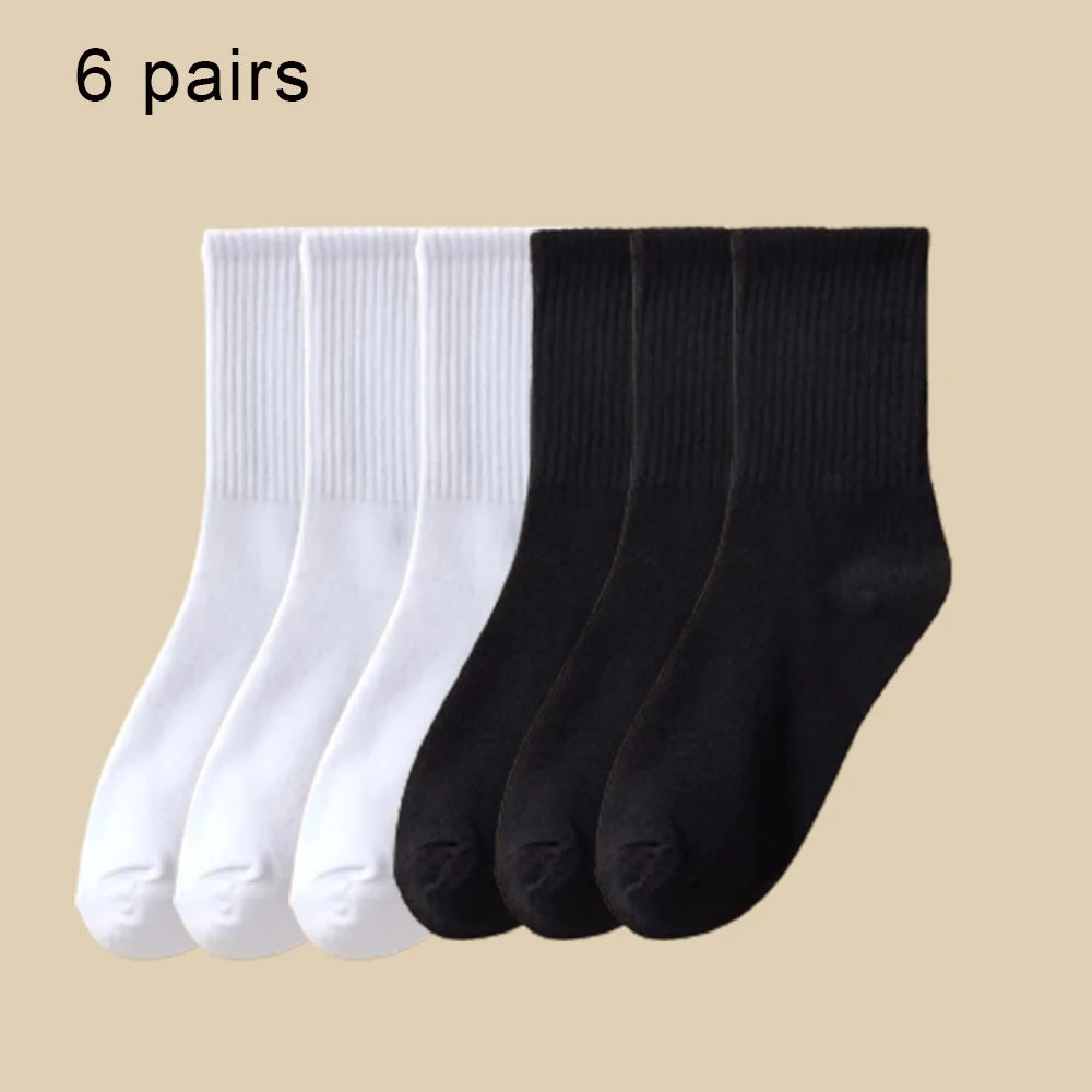 Women Mid Tube Socks 3-6 Pairs Breathable Warm Autumn Winter Comfort