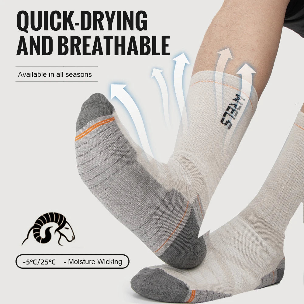 Quick drying and breathable merino wool running socks highlighting sweat wicking performance fabric tech