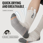 Quick drying and breathable merino wool running socks highlighting sweat wicking performance fabric tech