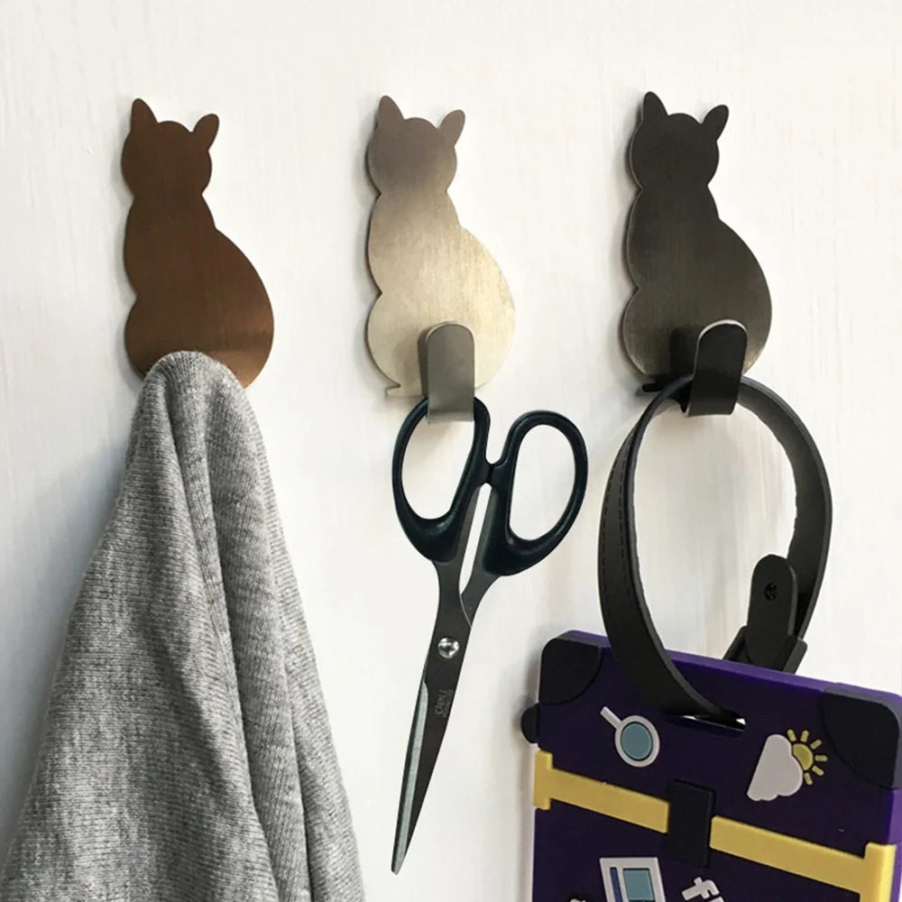 Cat Pattern Self-Adhesive Wall Hook Cute Towel & Clothes Hanger Main image