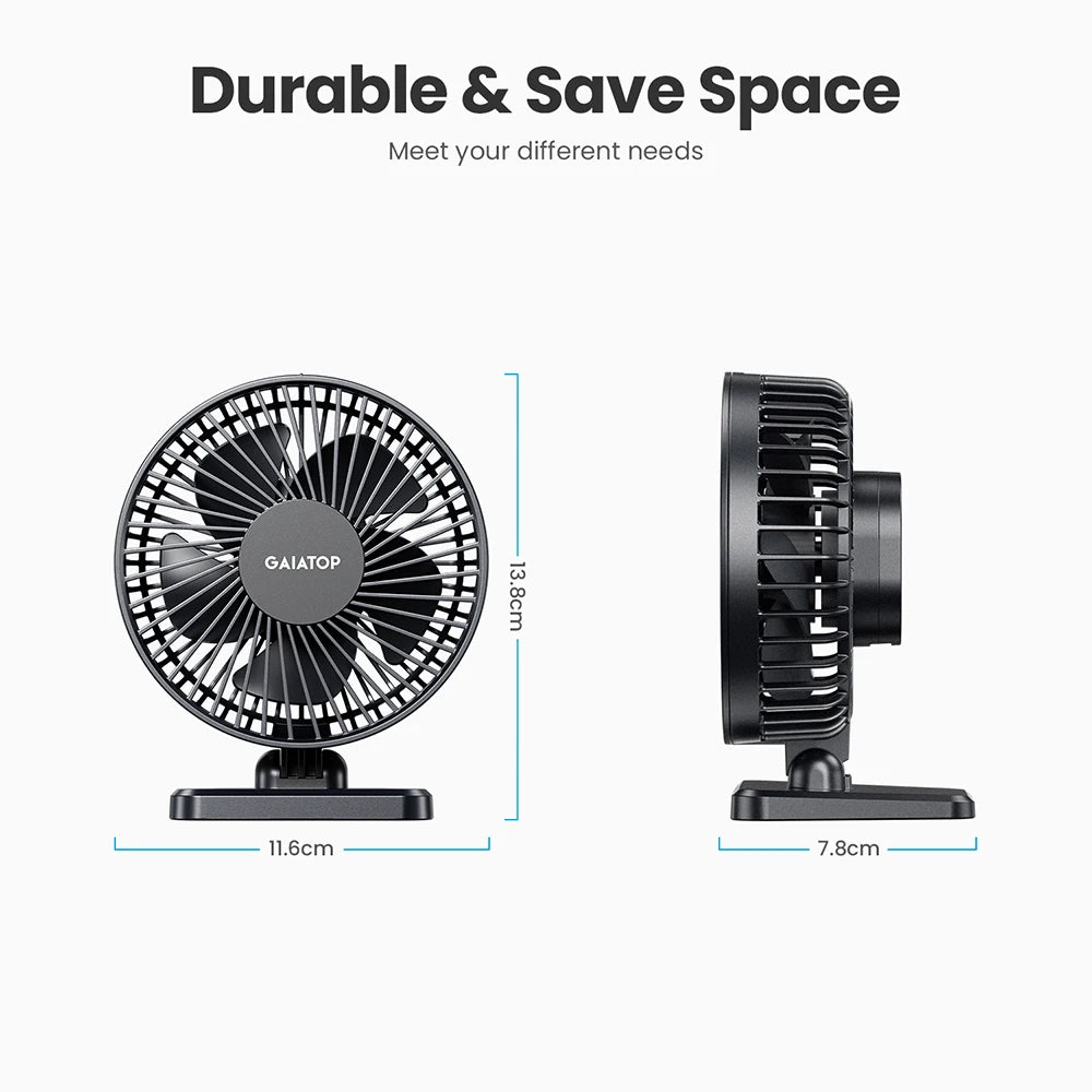 GAIATOP Mini USB Desktop Fan Quiet 3-Speed Office Fan