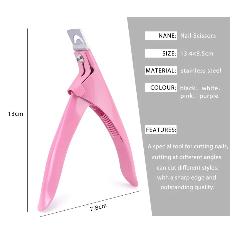 Professional Fake Nail Cutter U Type Acrylic Nail Tip Trimmer Tool