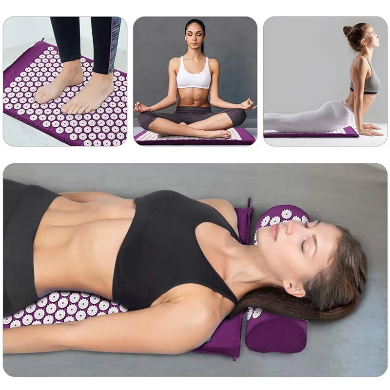 Acupressure Mat and Pillow Set Spiky Massage Mat for Back and Neck
