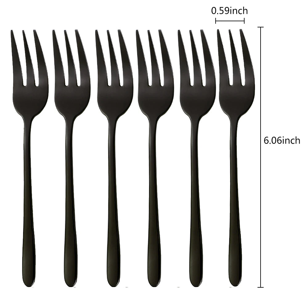 Gold Stainless Steel Fruit Fork Set Cake, Salad & Snack Cutlery (1–6Pcs)