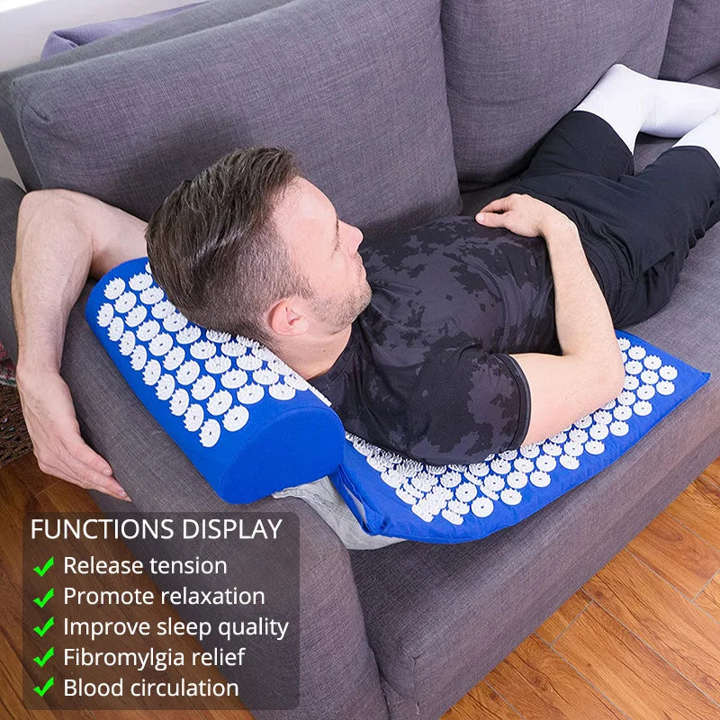 Acupressure Mat and Pillow Set Spiky Massage Mat for Back and Neck