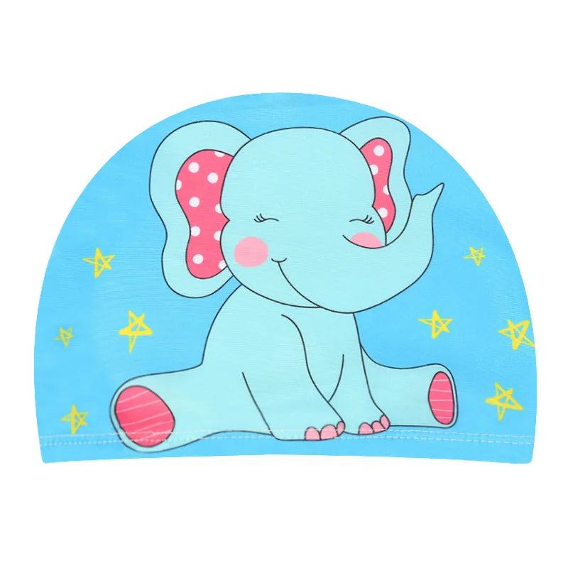Kids Cartoon Swimming Cap Elastic Fabric Swim Hat