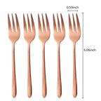 Gold Stainless Steel Fruit Fork Set Cake, Salad & Snack Cutlery (1–6Pcs)