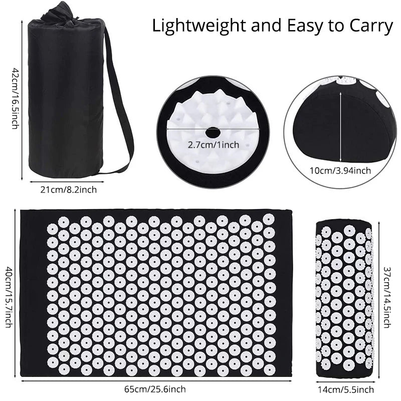 Acupressure Mat and Pillow Set Spiky Massage Mat for Back and Neck