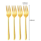 Gold Stainless Steel Fruit Fork Set Cake, Salad & Snack Cutlery (1–6Pcs)