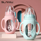 Glass Baby Bottle Dual Use Drinking Cup with Handle