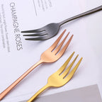 Gold Stainless Steel Fruit Fork Set Cake, Salad & Snack Cutlery (1–6Pcs)