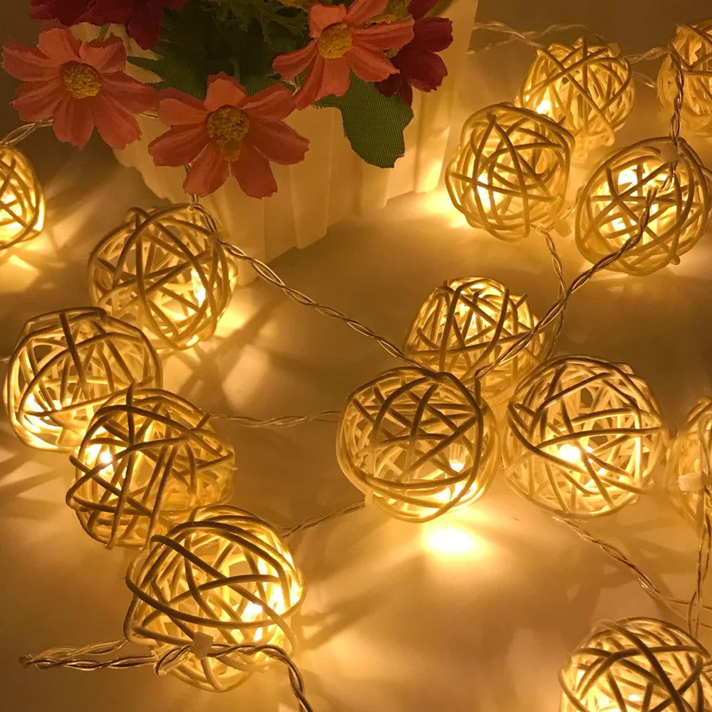 USB Rattan Ball Fairy Lights 20 LED String Lights Main image