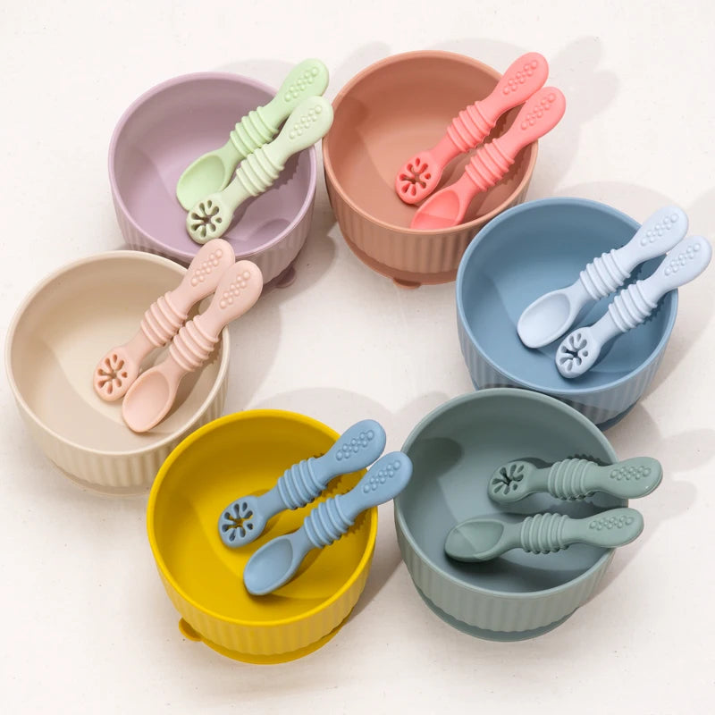 Baby Spoon Fork Set Soft Silicone Training Cutlery for Kids
