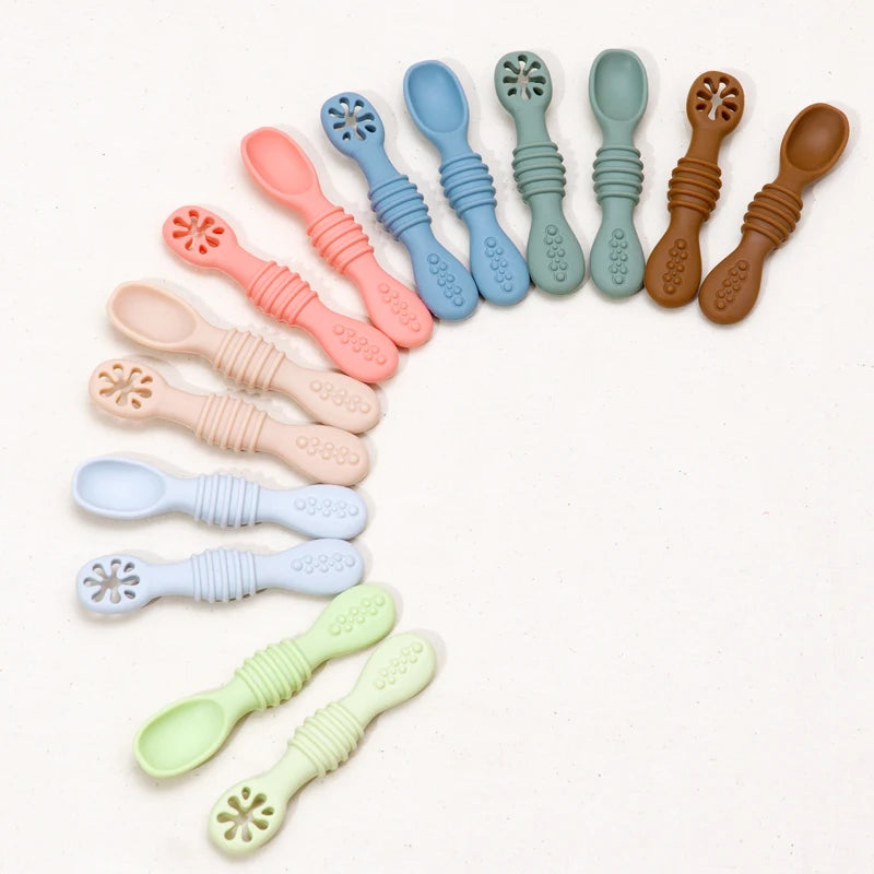 Baby Spoon Fork Set Soft Silicone Training Cutlery for Kids