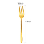 Gold Stainless Steel Fruit Fork Set Cake, Salad & Snack Cutlery (1–6Pcs)