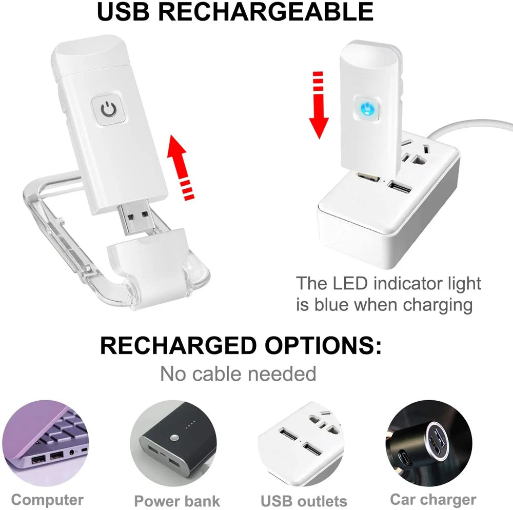 clip on reading light brightness levels diagram showing adjustable lighting modes for study and reading