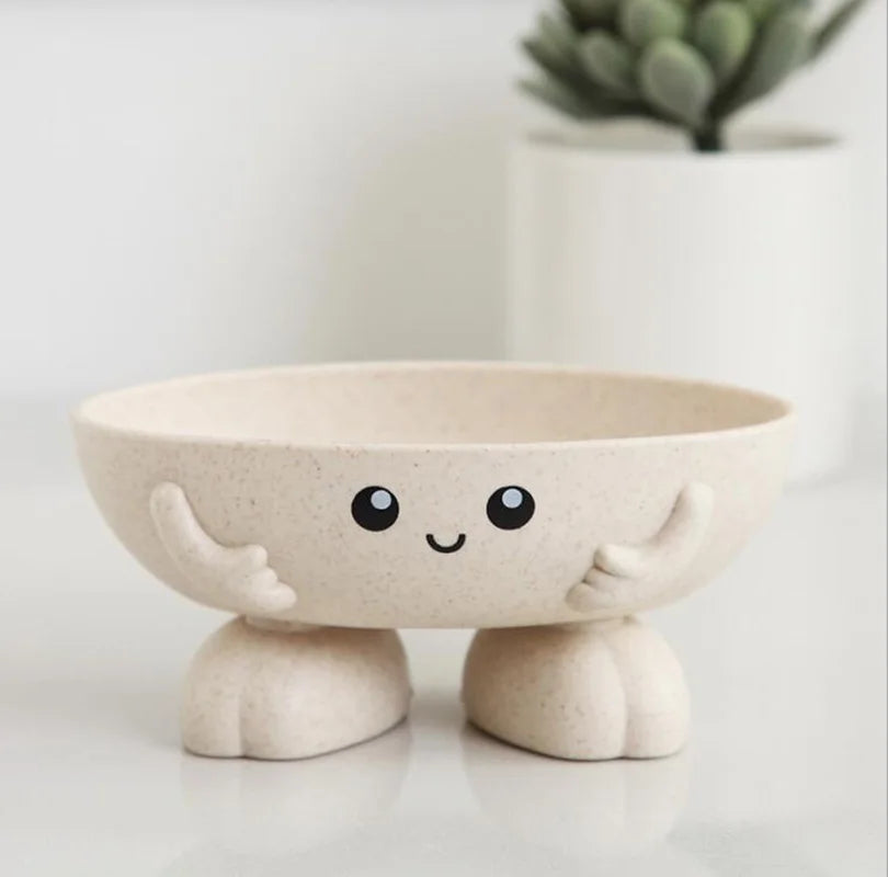Cartoon Smiley Soap Box – Hand Shape Drain Soap Holder for Bathroom