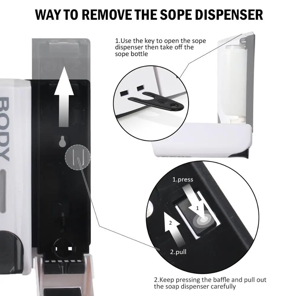 350ML Wall Mounted Soap Dispenser Shower Shampoo & Liquid Soap Container
