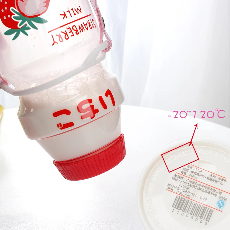 480ml Cute Fruit Water Bottle BPA Free Strawberry Drink Cup