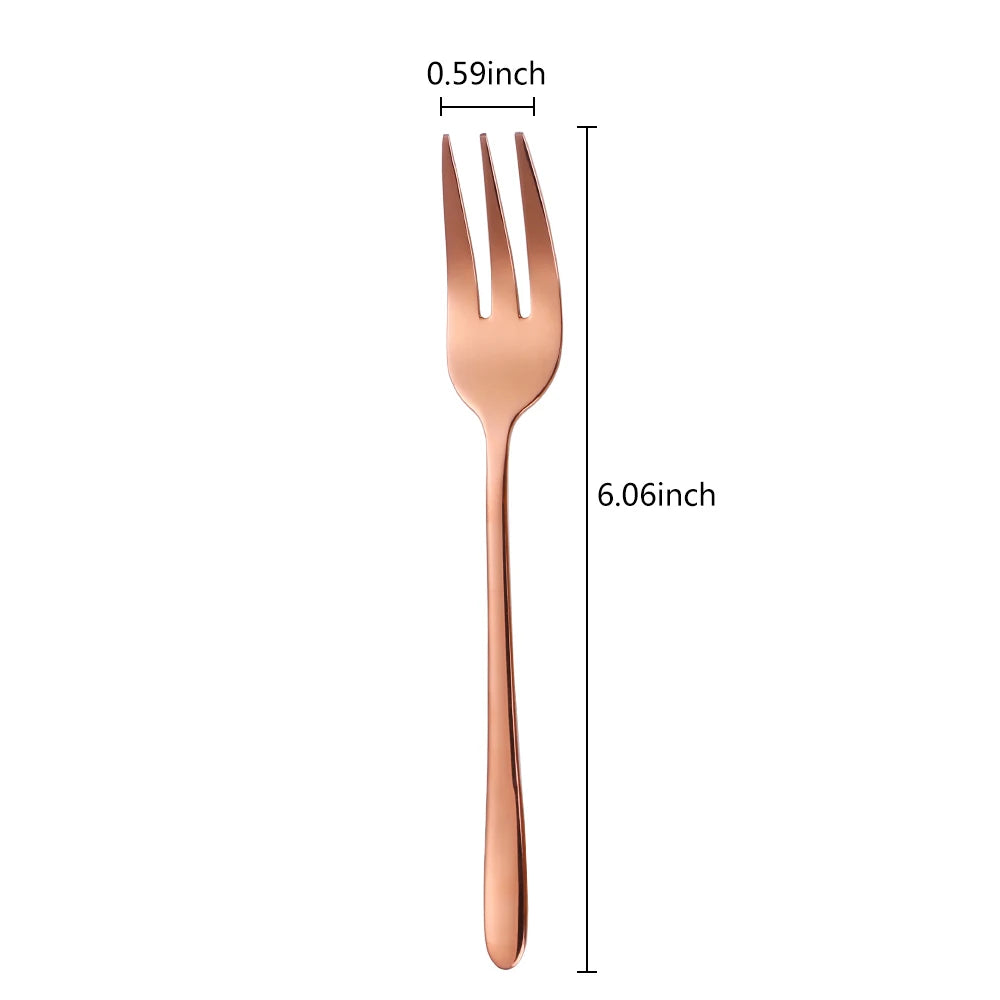Gold Stainless Steel Fruit Fork Set Cake, Salad & Snack Cutlery (1–6Pcs)