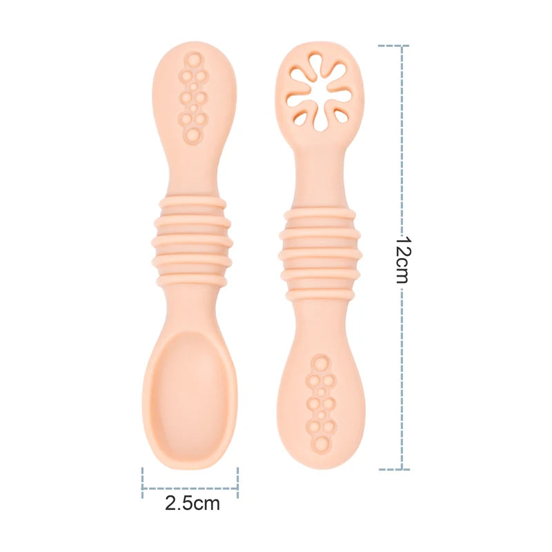 Baby Spoon Fork Set Soft Silicone Training Cutlery for Kids