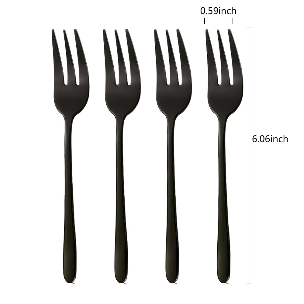 Gold Stainless Steel Fruit Fork Set Cake, Salad & Snack Cutlery (1–6Pcs)