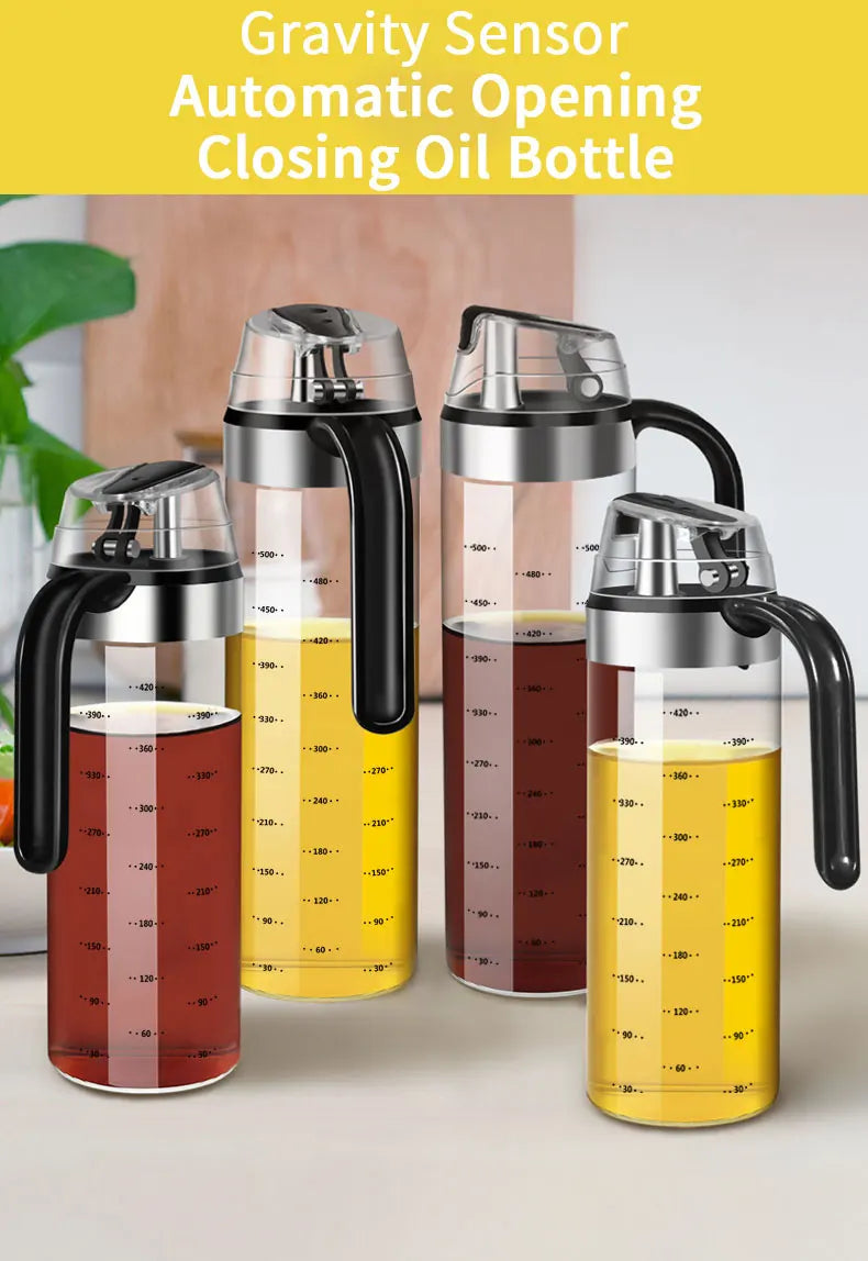 Glass Seasoning Bottle Dispenser Oil, Vinegar & Spice Storage Kitchen Tool