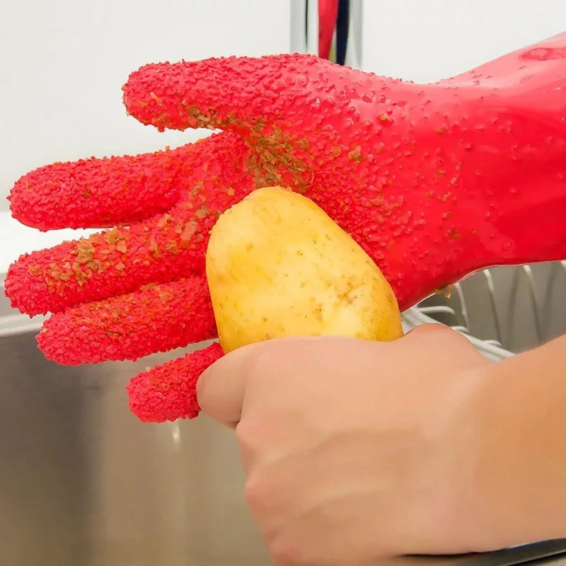 Silicone Potato Peeling Gloves Kitchen Cleaning Gloves