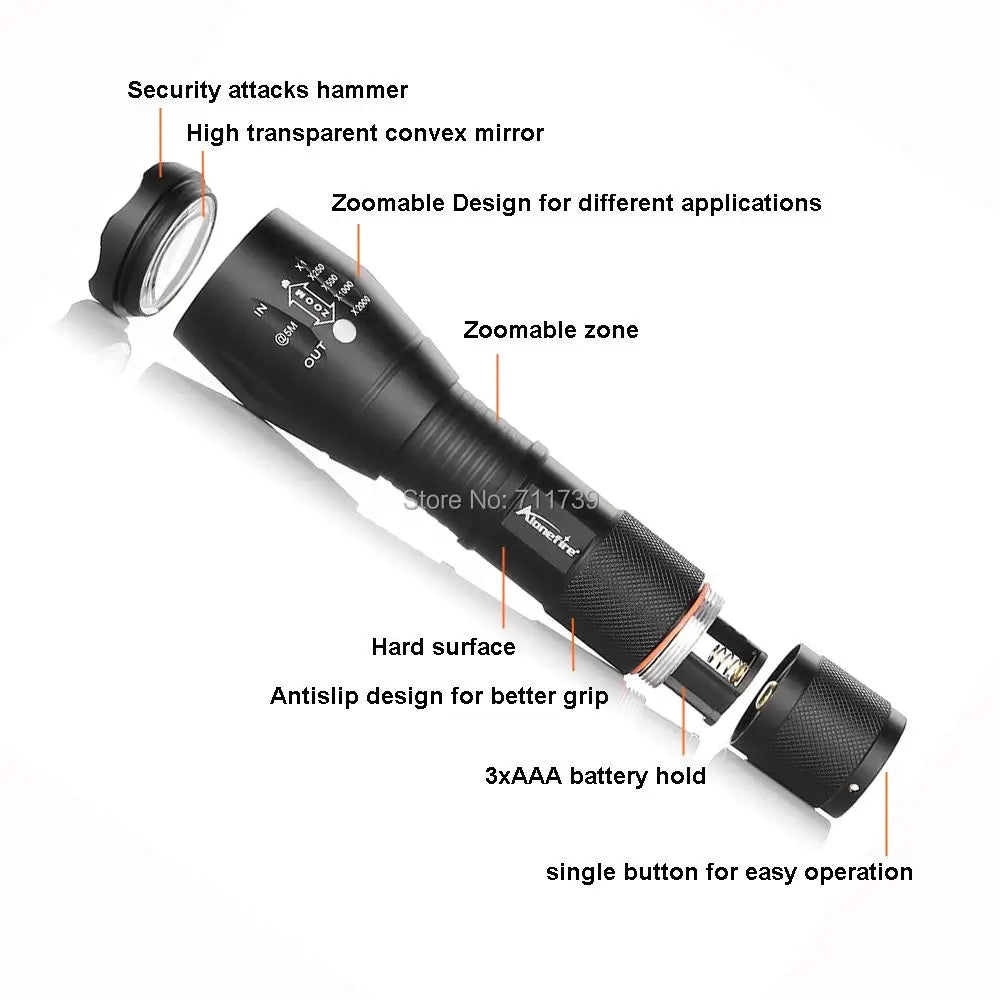 Powerful LED Rechargeable Flashlight Zoomable Torch Lamp Main image