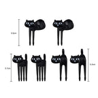 6PCS Black Cat Fruit Fork Set Cute Kids Bento Snack Forks