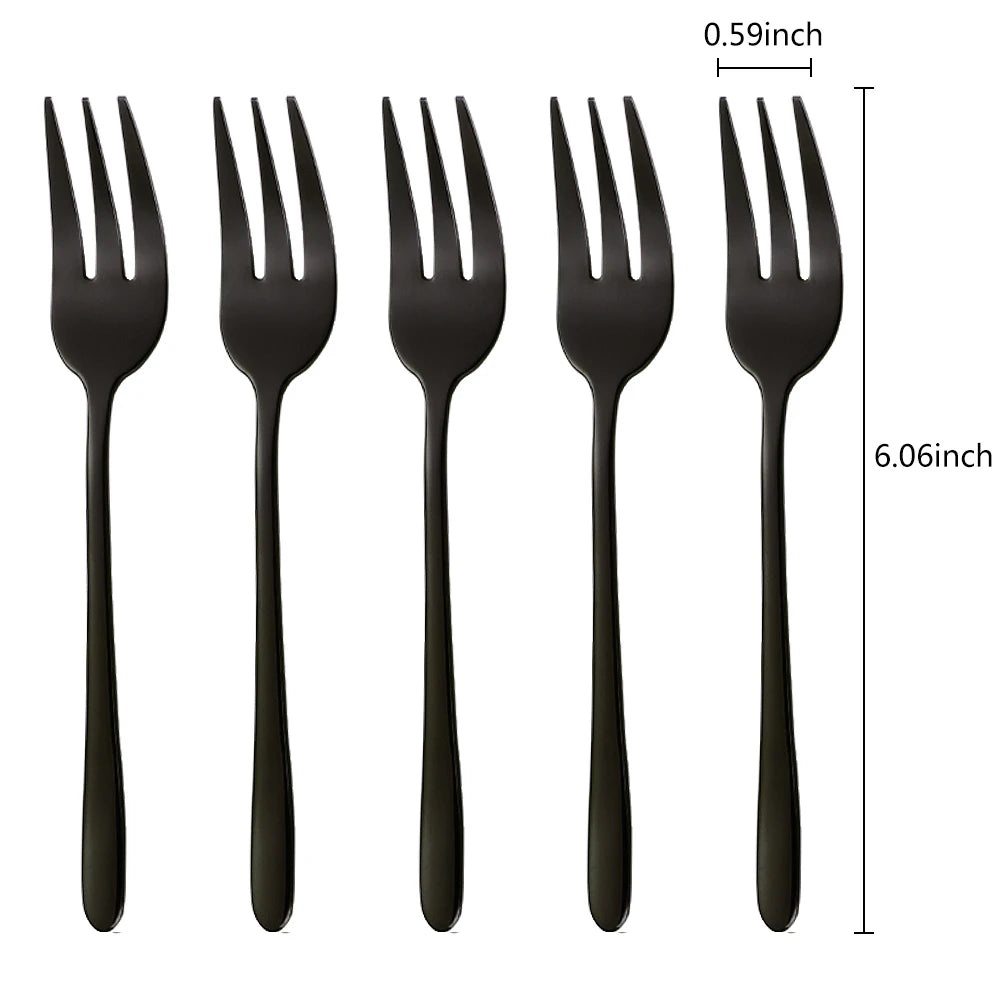 Gold Stainless Steel Fruit Fork Set Cake, Salad & Snack Cutlery (1–6Pcs)