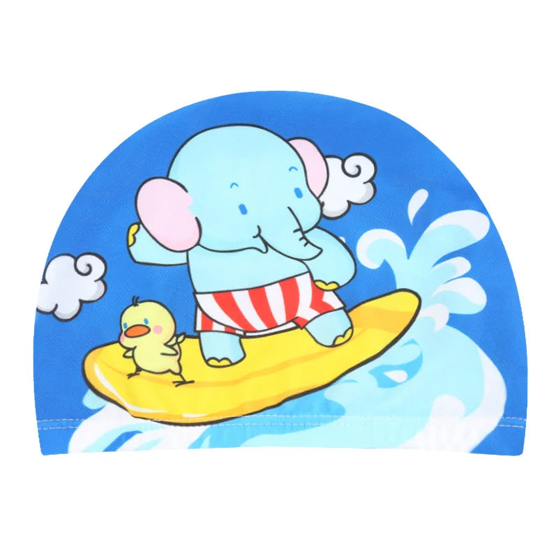 Kids Cartoon Swimming Cap Elastic Fabric Swim Hat