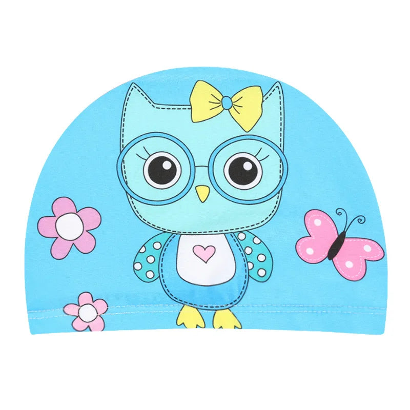 Kids Cartoon Swimming Cap Elastic Fabric Swim Hat