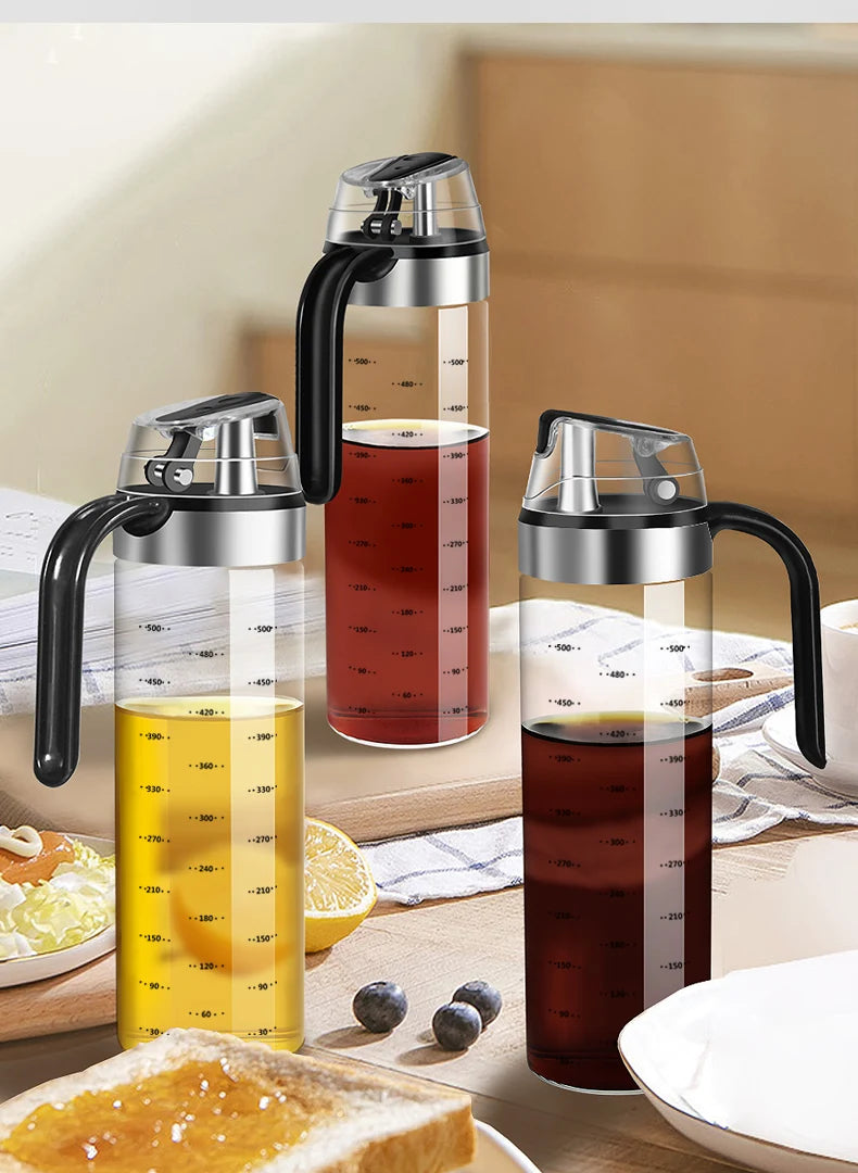 Glass Seasoning Bottle Dispenser Oil, Vinegar & Spice Storage Kitchen Tool