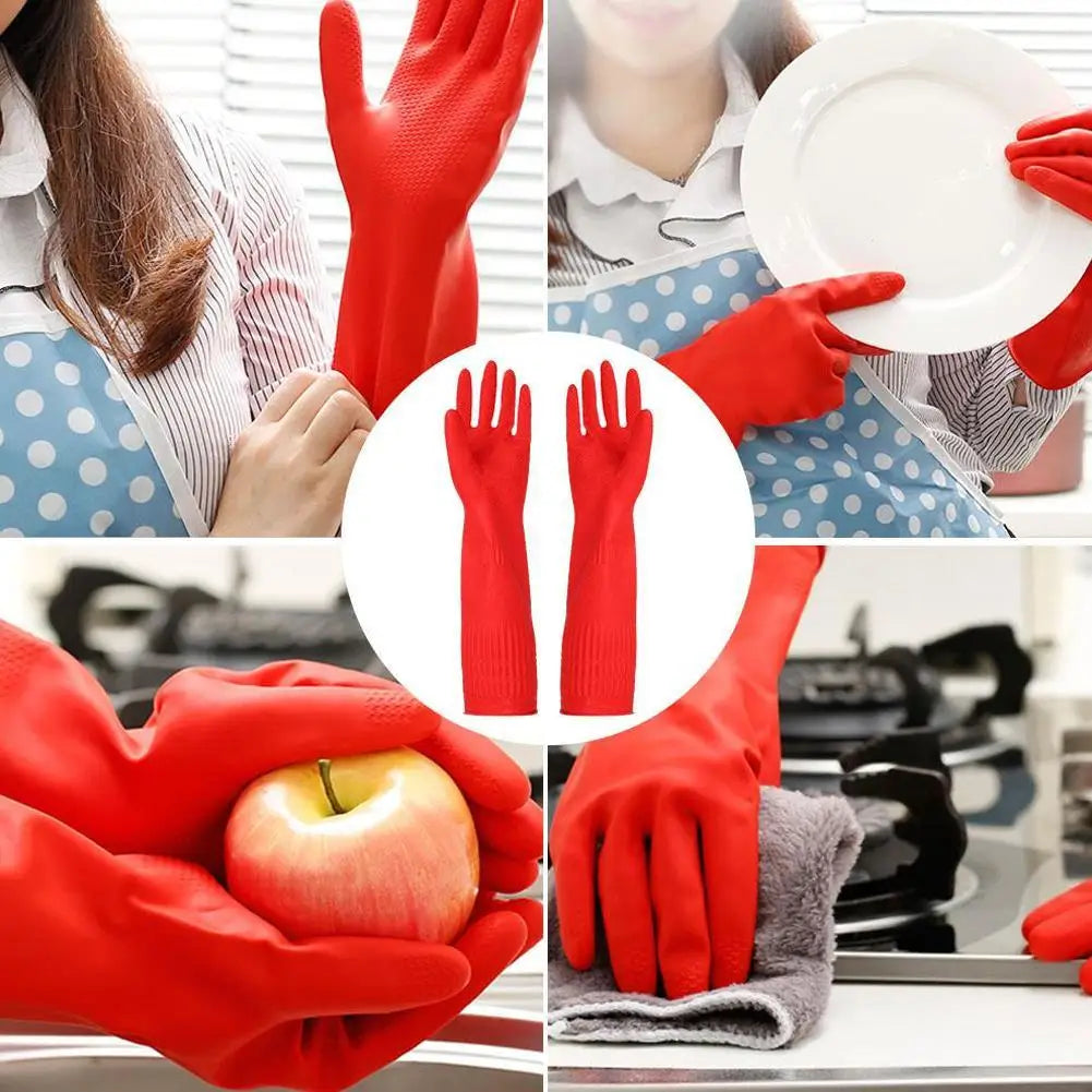 Long Sleeve Kitchen Gloves Waterproof Rubber Gloves