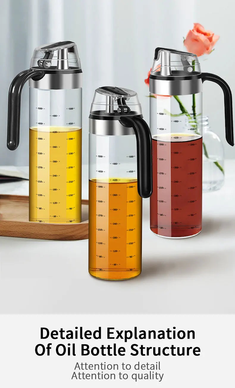 Glass Seasoning Bottle Dispenser Oil, Vinegar & Spice Storage Kitchen Tool